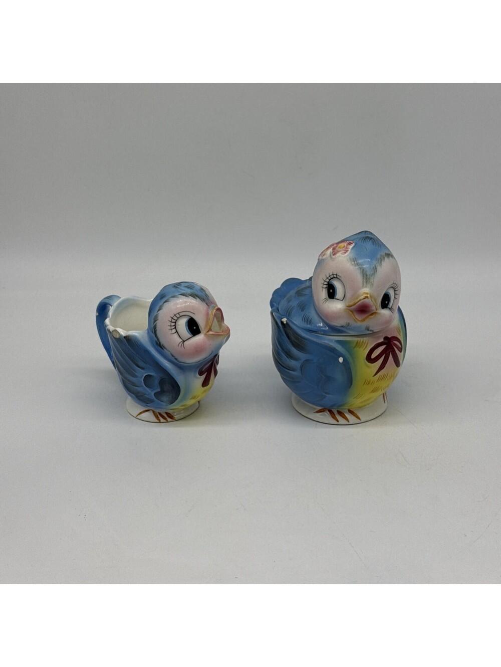 Vintage-Geo Z. Lefton-Bluebird Creamer and Sugar Set-Model #290-1950s-READ
